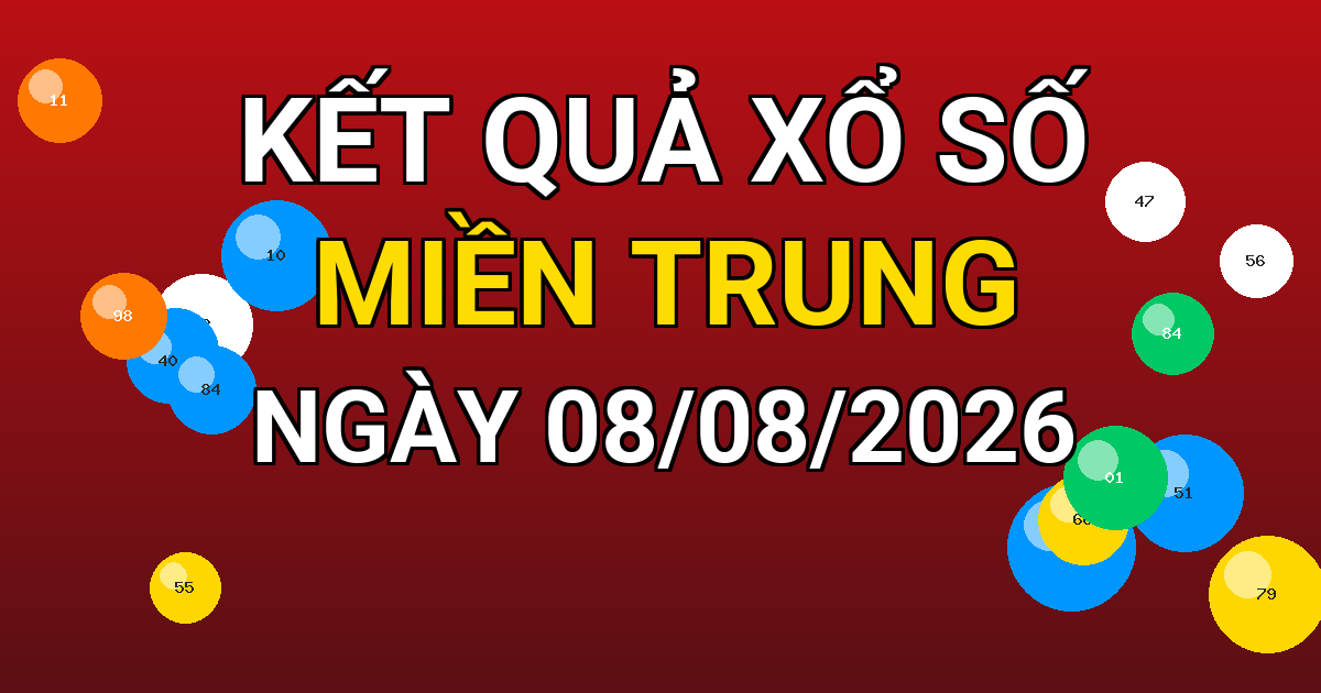 Kết quả xổ số Miền Trung ngày 08/08/2026