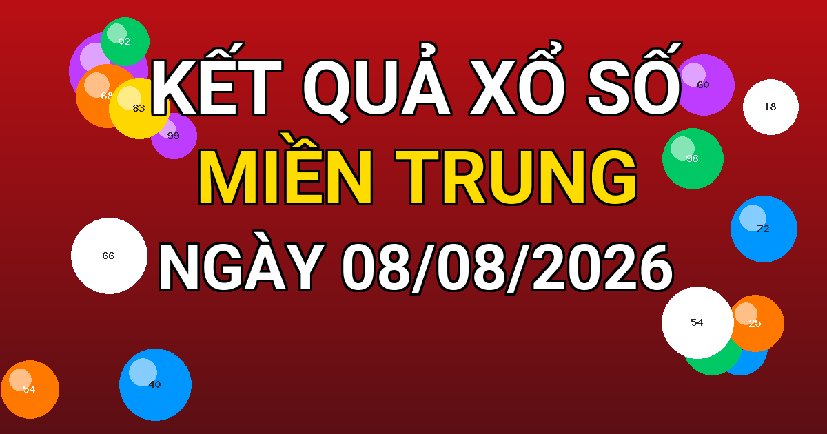 Kết quả xổ số Miền Trung ngày 08/08/2026