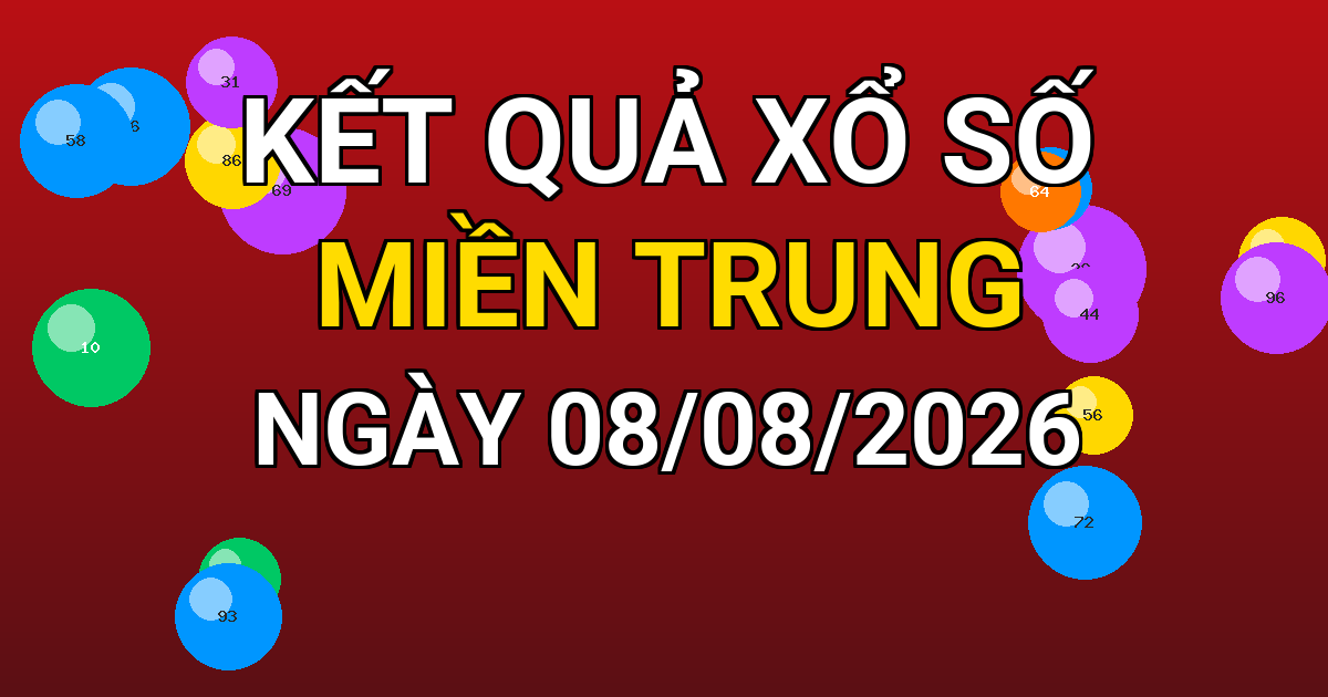 Kết quả xổ số Miền Trung ngày 08/08/2026