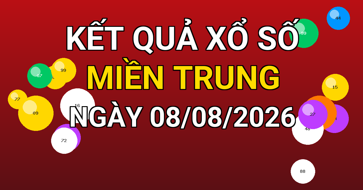 Kết quả xổ số Miền Trung ngày 08/08/2026