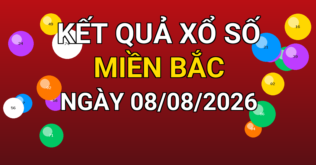 Kết quả xổ số Miền Bắc ngày 08/08/2026