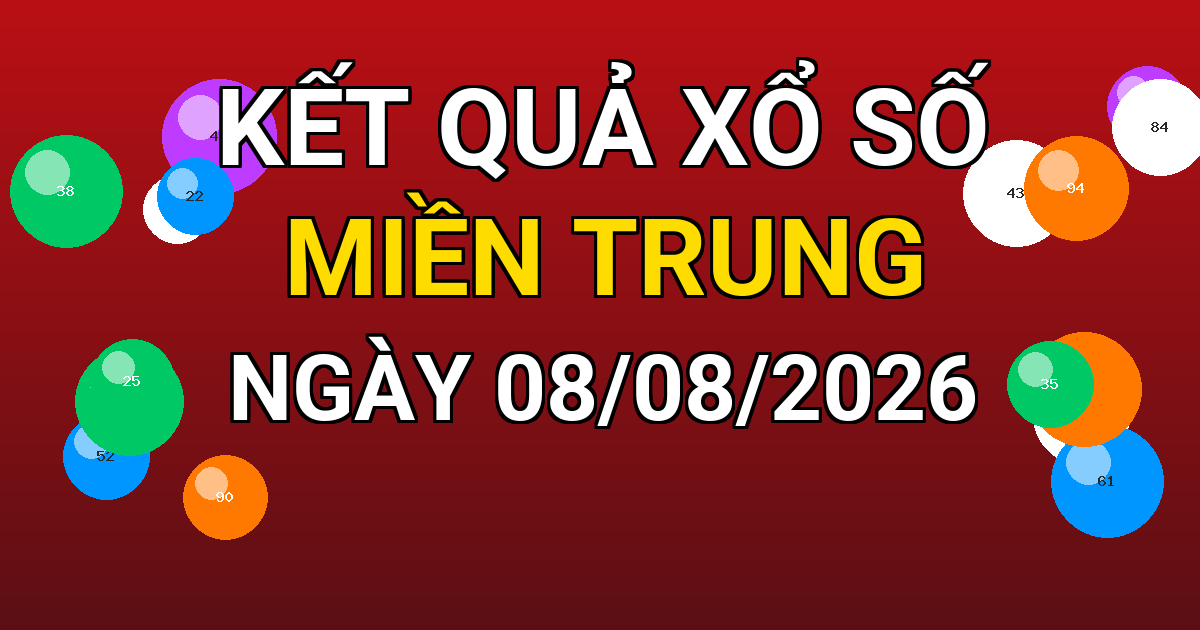Kết quả xổ số Miền Trung ngày 08/08/2026