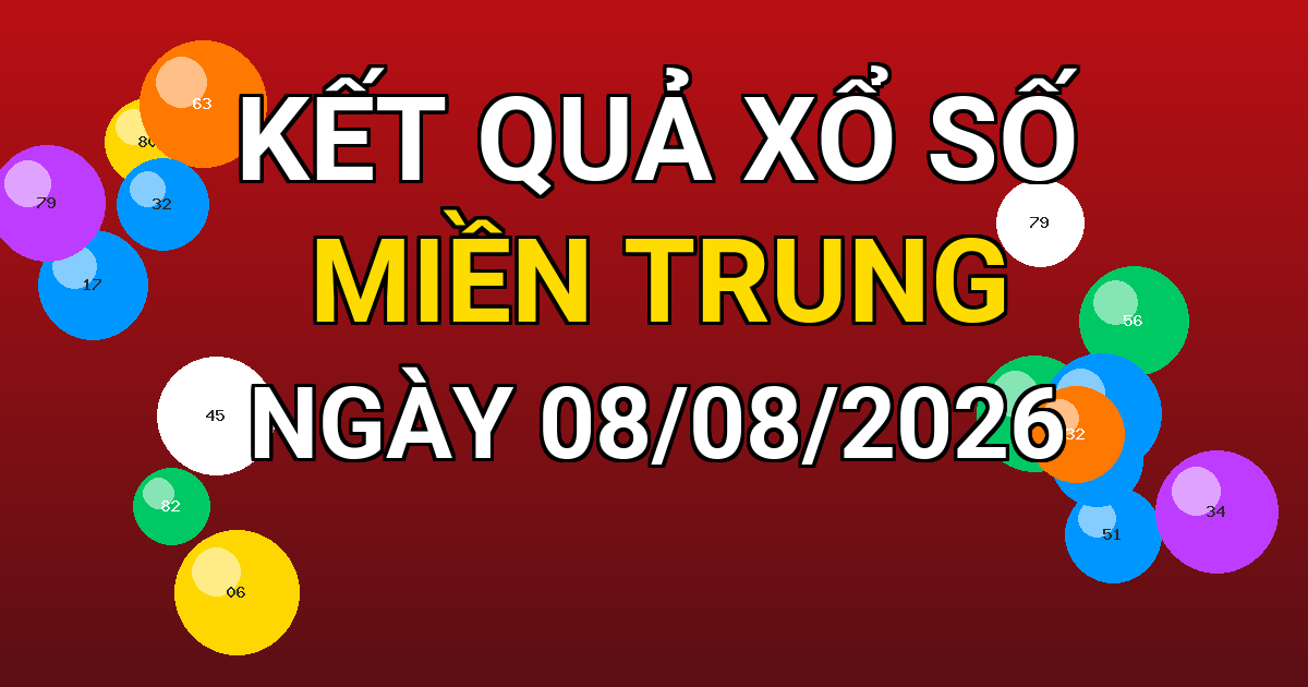 Kết quả xổ số Miền Trung ngày 08/08/2026