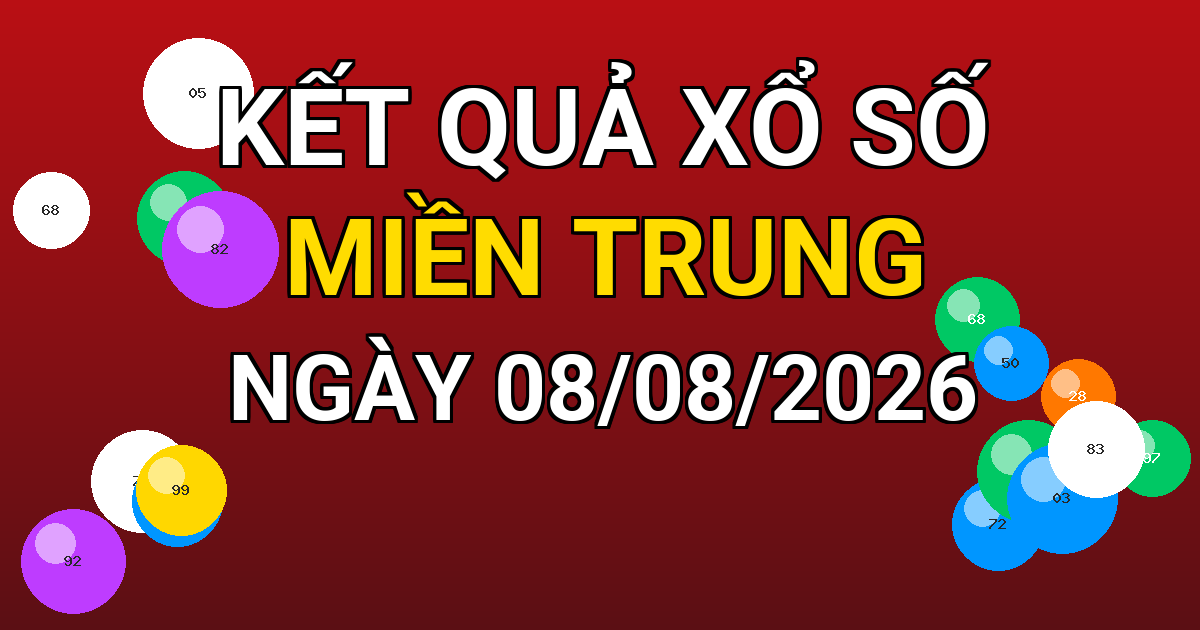 Kết quả xổ số Miền Trung ngày 08/08/2026