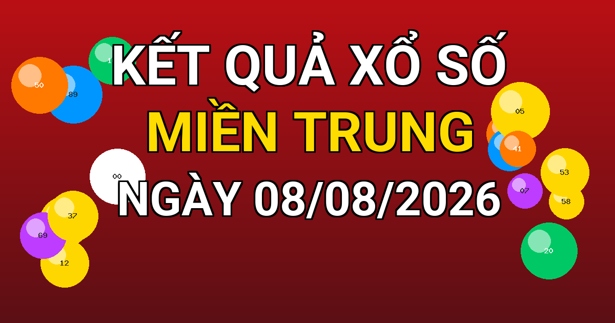 Kết quả xổ số Miền Trung ngày 08/08/2026