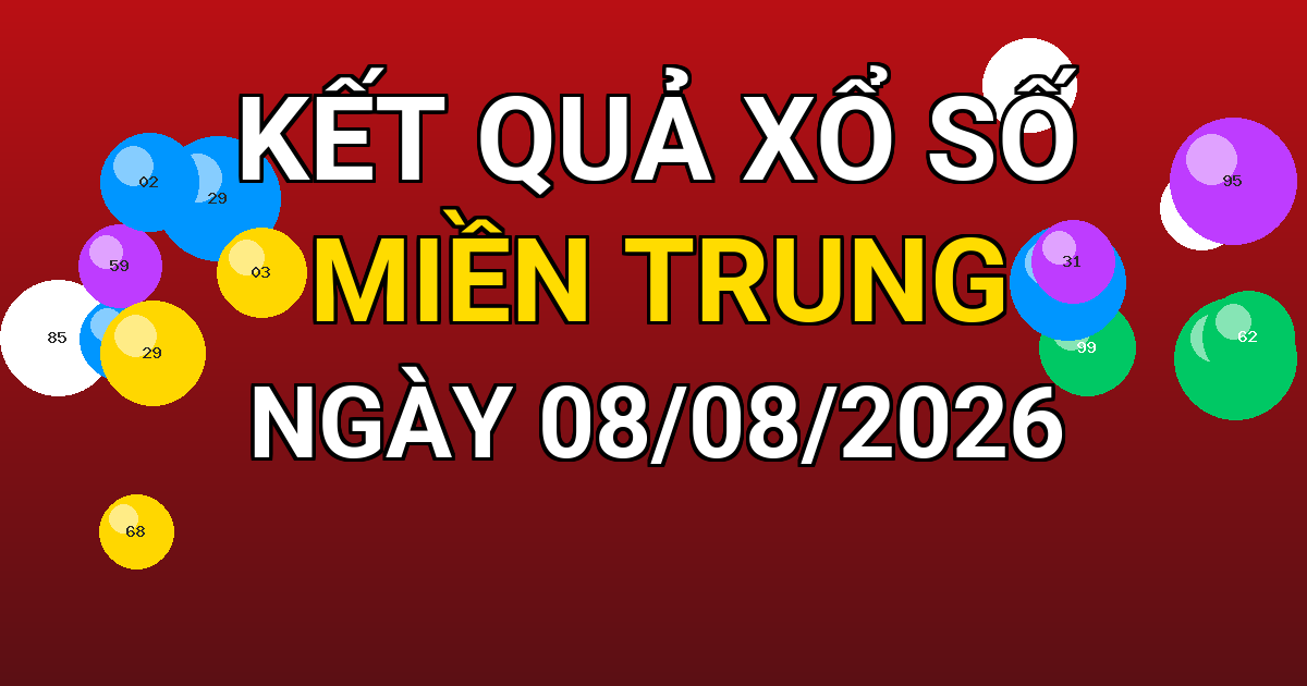 Kết quả xổ số Miền Trung ngày 08/08/2026