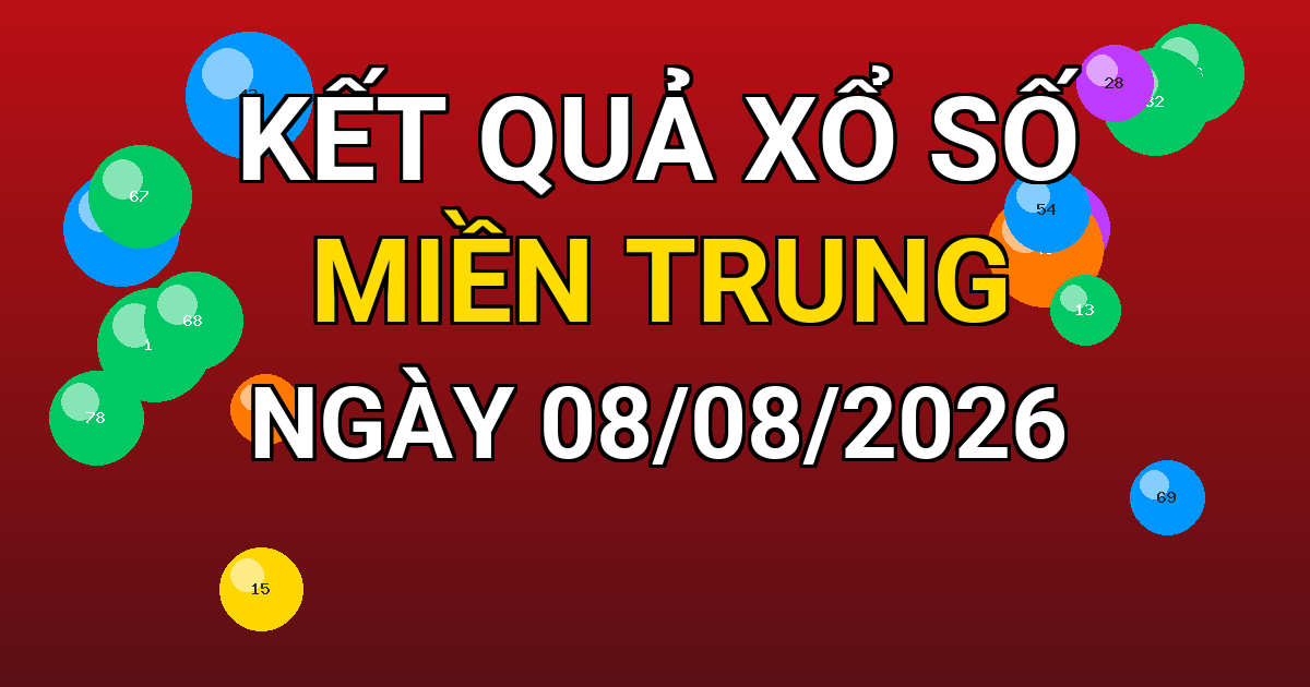 Kết quả xổ số Miền Trung ngày 08/08/2026