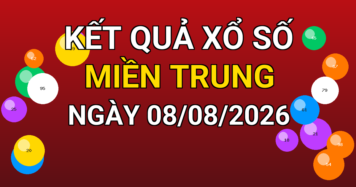 Kết quả xổ số Miền Trung ngày 08/08/2026
