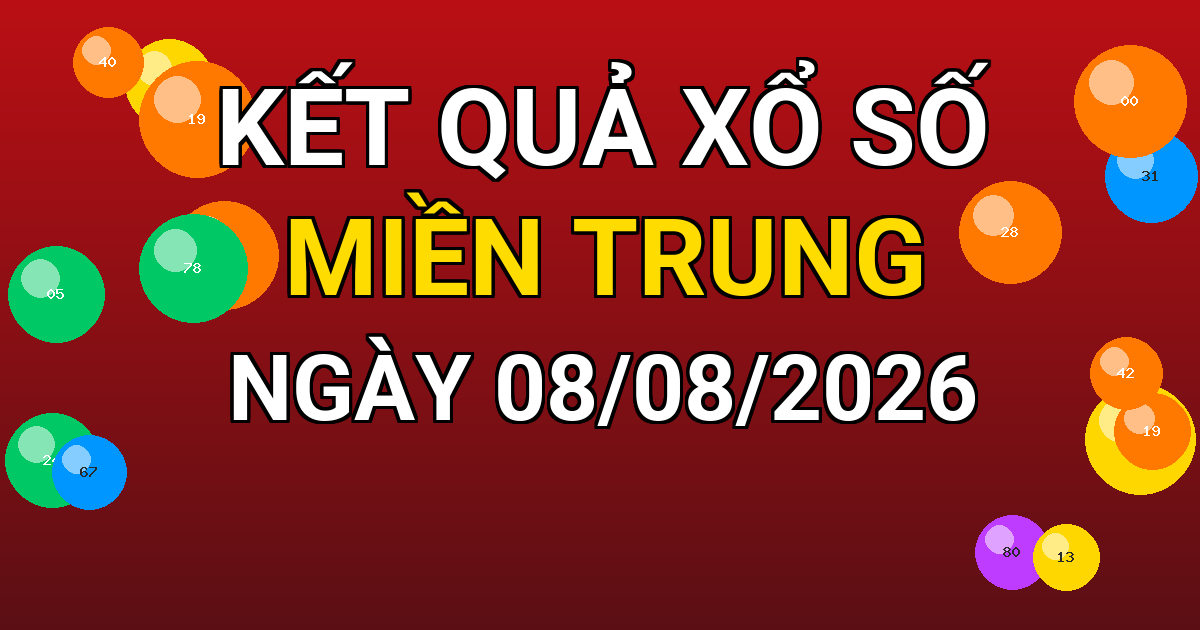 Kết quả xổ số Miền Trung ngày 08/08/2026