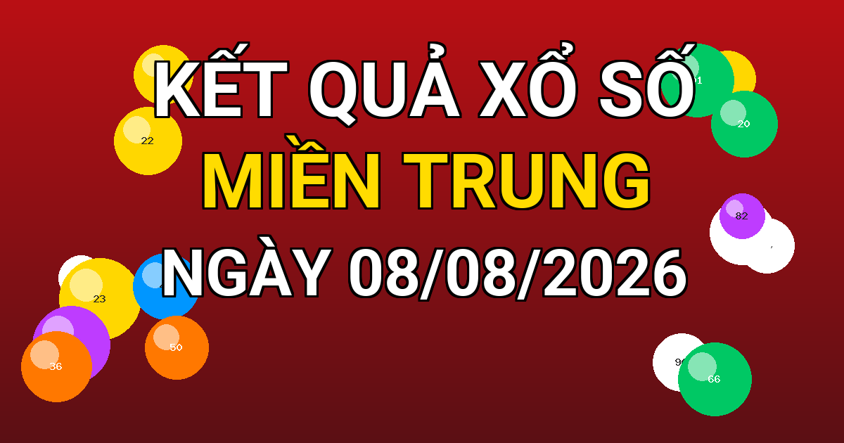 Kết quả xổ số Miền Trung ngày 08/08/2026