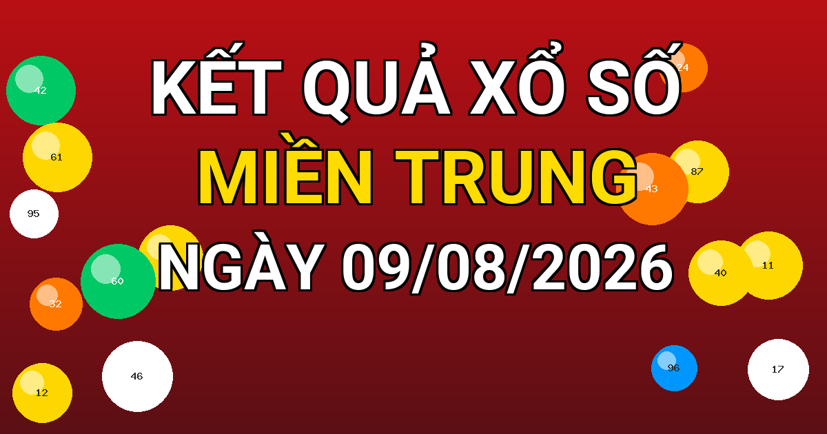 Kết quả xổ số Miền Trung ngày 09/08/2026