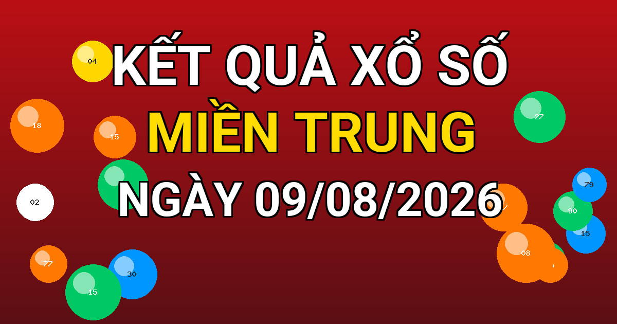 Kết quả xổ số Miền Trung ngày 09/08/2026