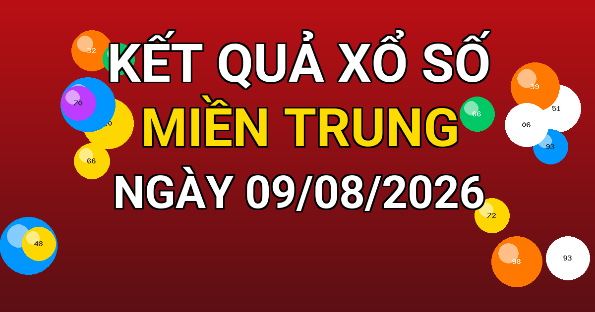 Kết quả xổ số Miền Trung ngày 09/08/2026