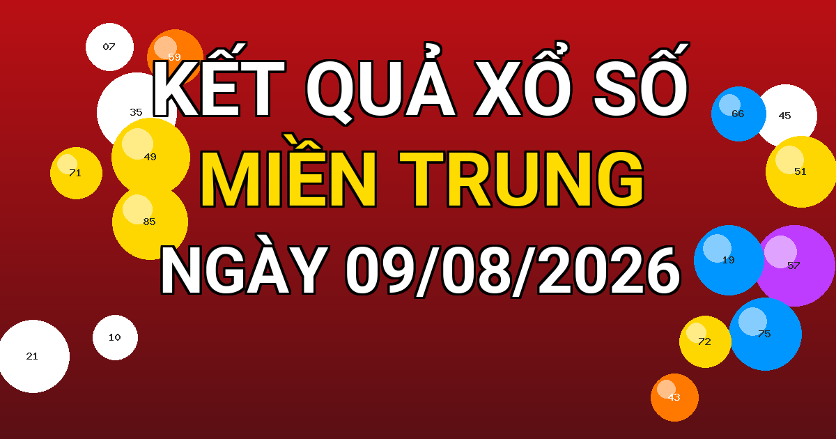 Kết quả xổ số Miền Trung ngày 09/08/2026