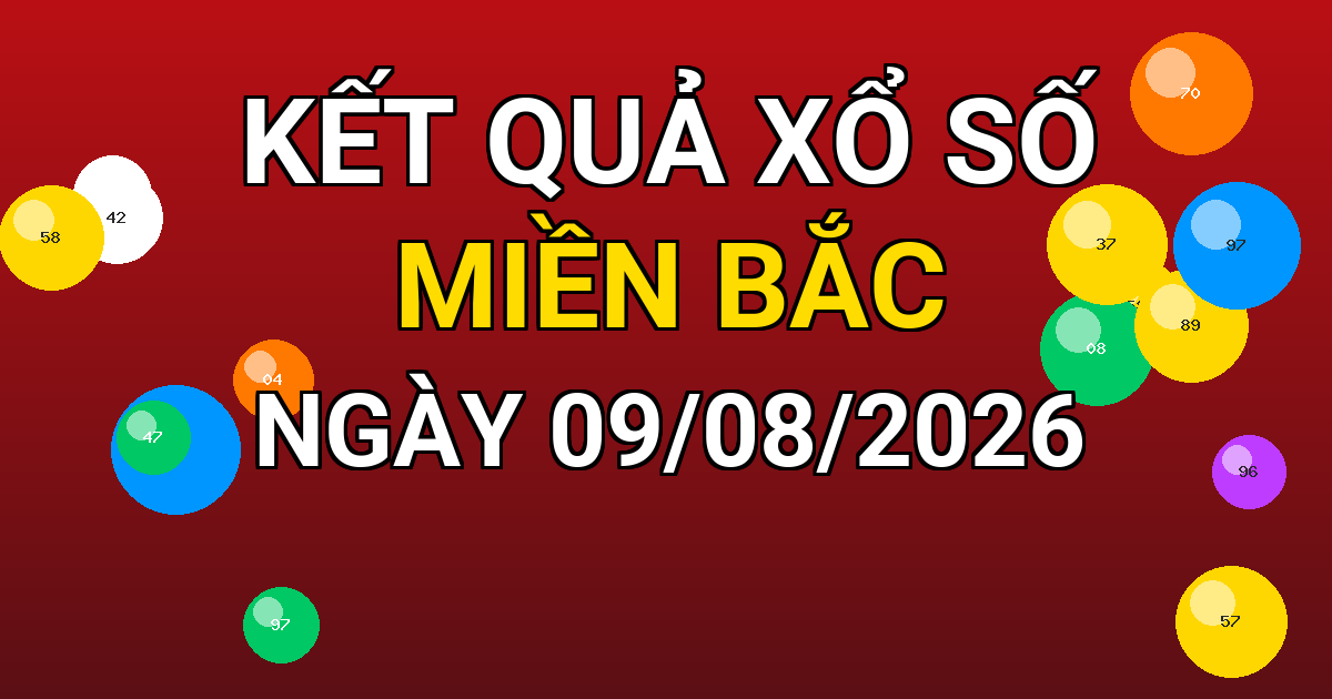 Kết quả xổ số Miền Bắc ngày 09/08/2026