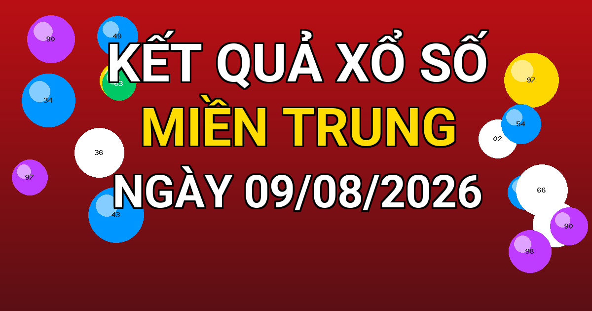 Kết quả xổ số Miền Trung ngày 09/08/2026