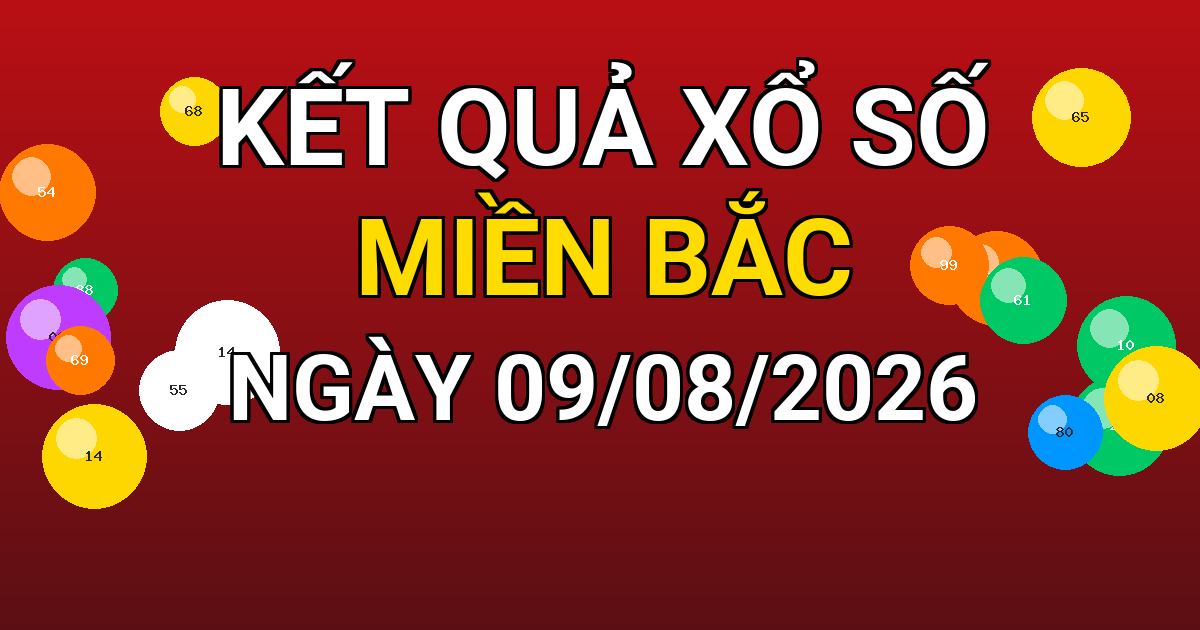 Kết quả xổ số Miền Bắc ngày 09/08/2026