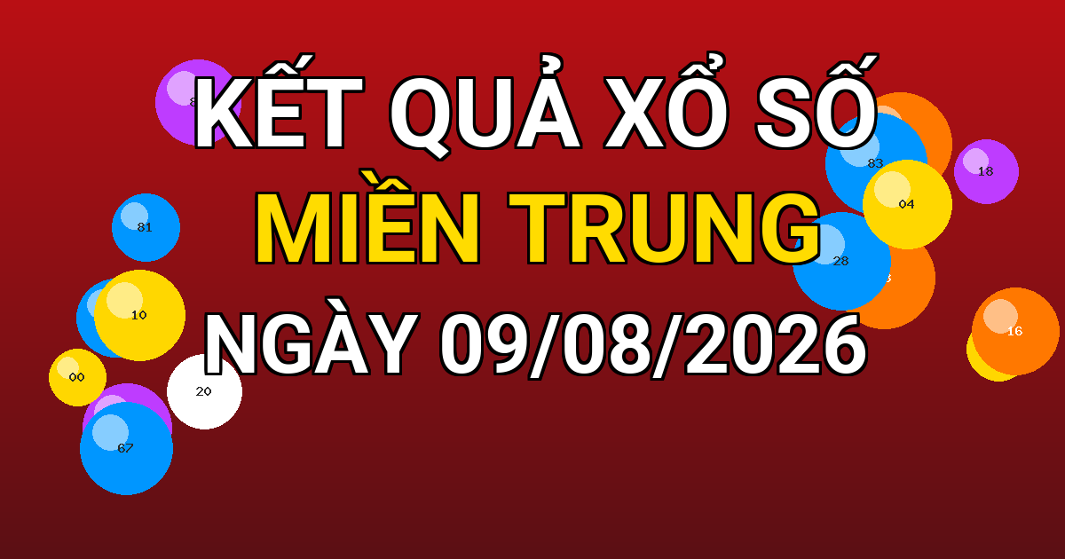 Kết quả xổ số Miền Trung ngày 09/08/2026