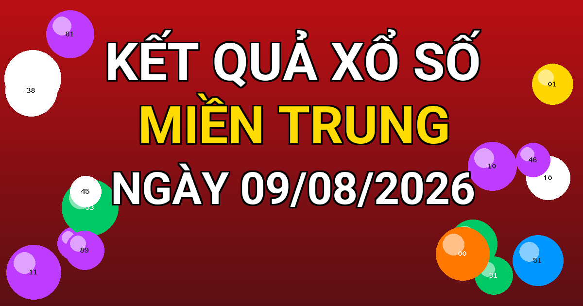 Kết quả xổ số Miền Trung ngày 09/08/2026