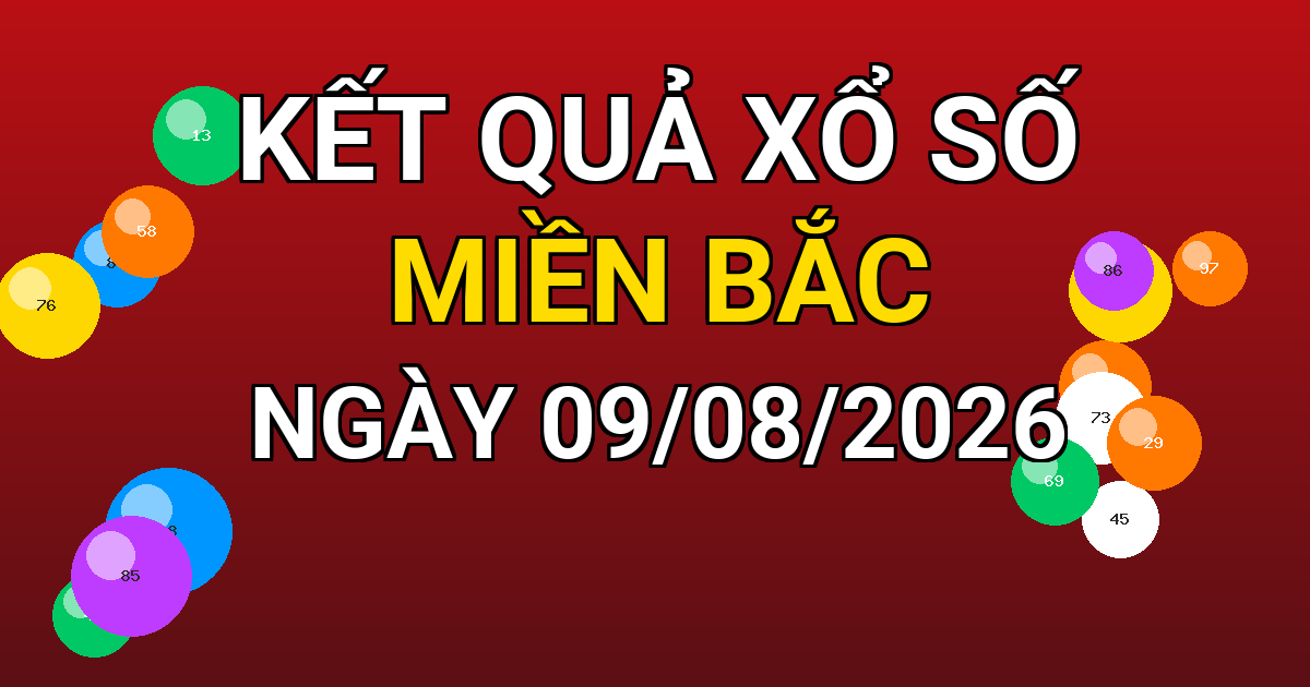 Kết quả xổ số Miền Bắc ngày 09/08/2026