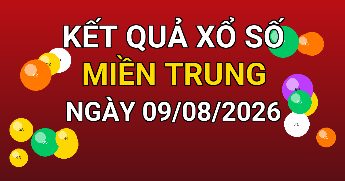Kết quả xổ số Miền Trung ngày 09/08/2026