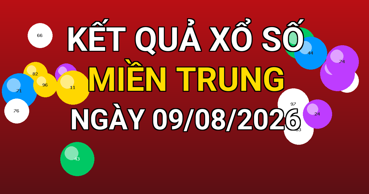 Kết quả xổ số Miền Trung ngày 09/08/2026