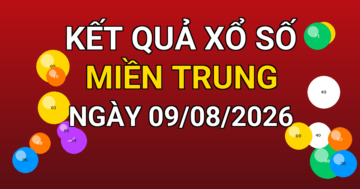 Kết quả xổ số Miền Trung ngày 09/08/2026