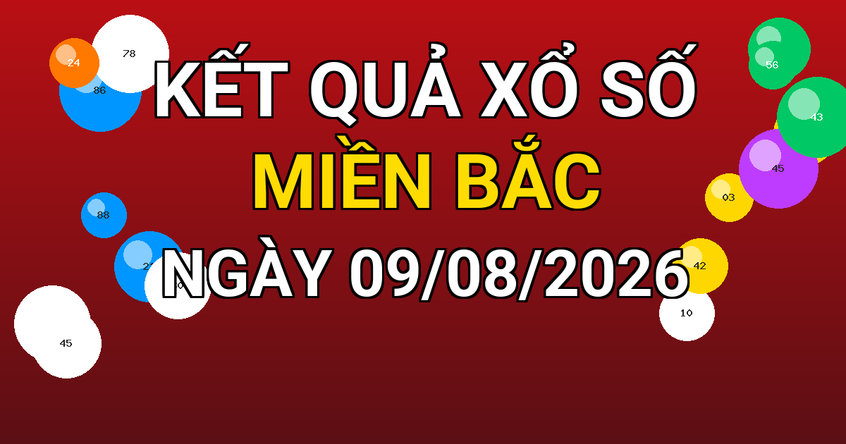 Kết quả xổ số Miền Bắc ngày 09/08/2026
