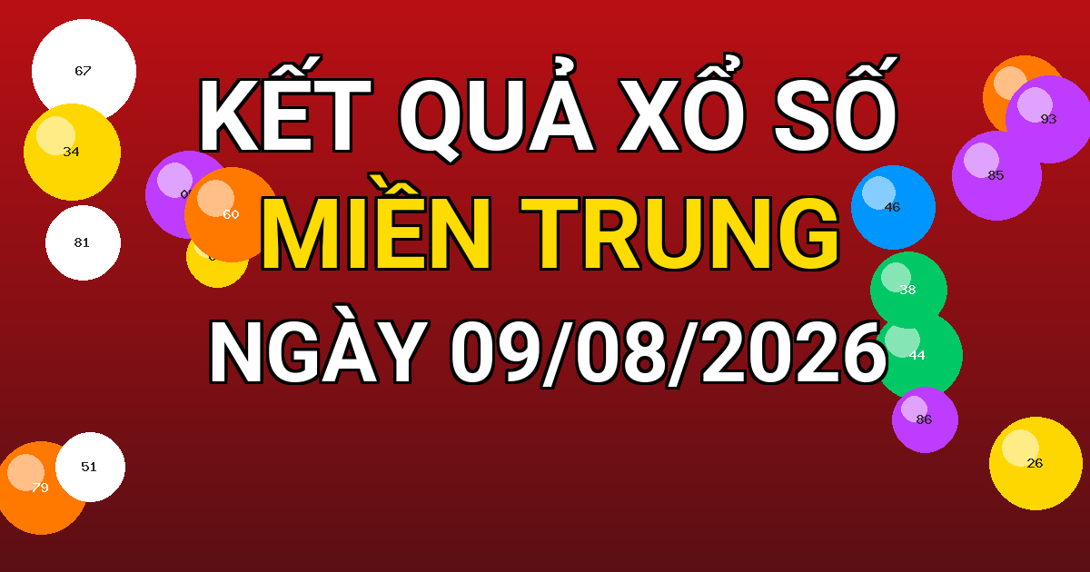 Kết quả xổ số Miền Trung ngày 09/08/2026