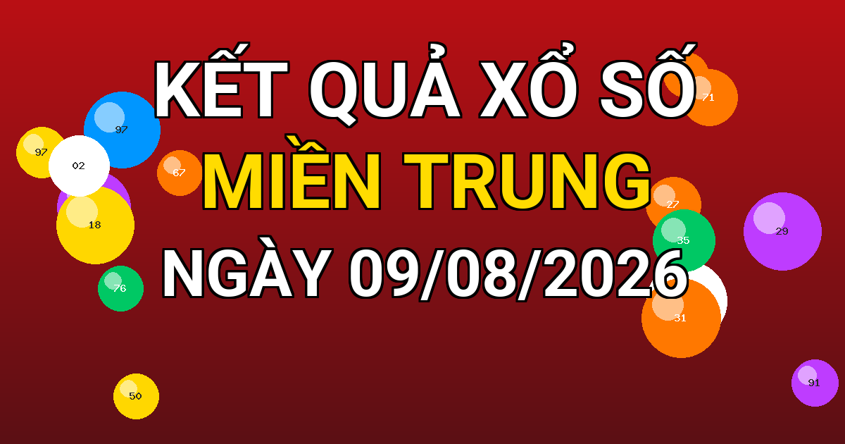 Kết quả xổ số Miền Trung ngày 09/08/2026
