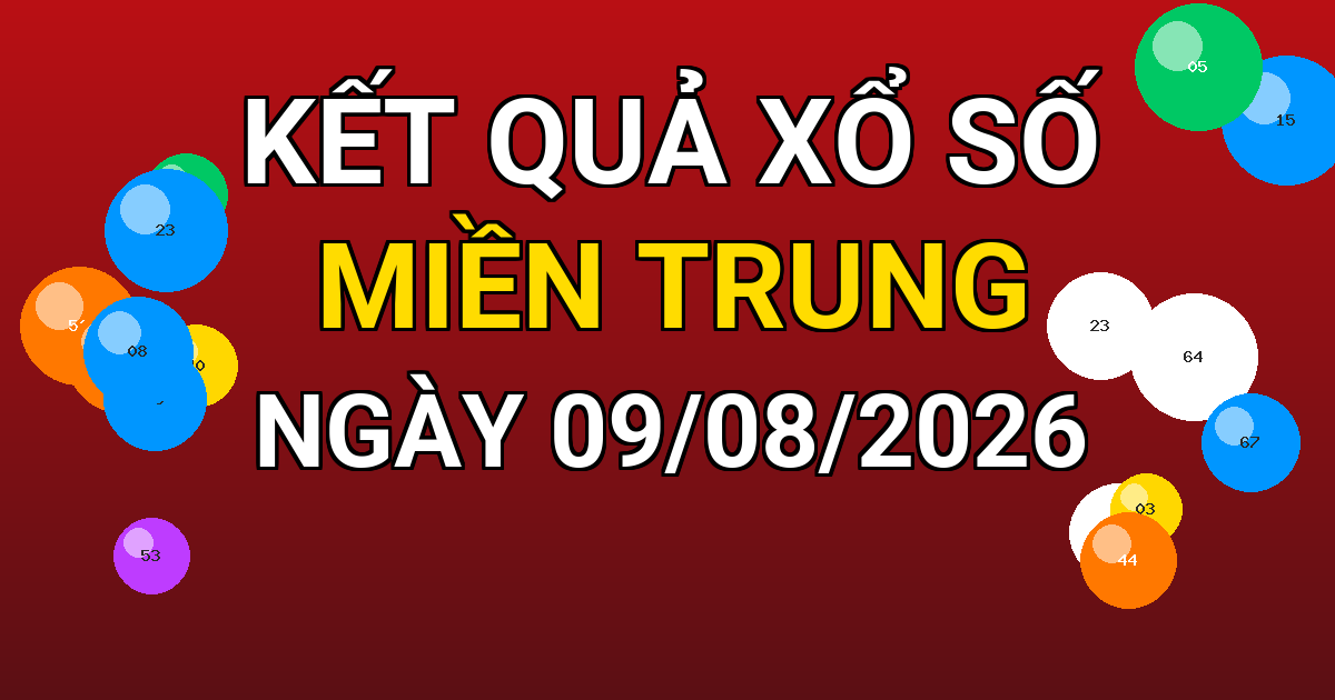 Kết quả xổ số Miền Trung ngày 09/08/2026