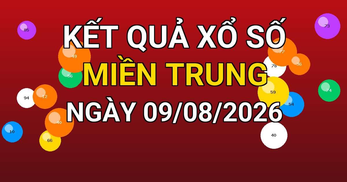Kết quả xổ số Miền Trung ngày 09/08/2026