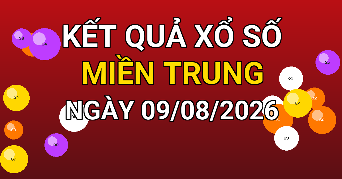 Kết quả xổ số Miền Trung ngày 09/08/2026