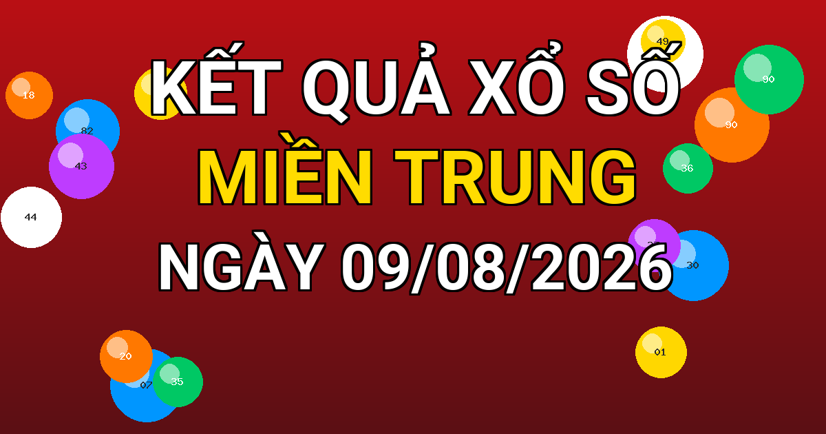 Kết quả xổ số Miền Trung ngày 09/08/2026