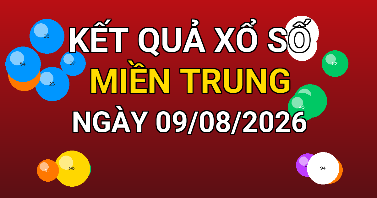 Kết quả xổ số Miền Trung ngày 09/08/2026