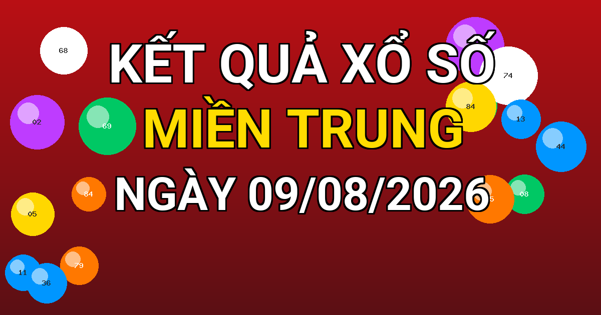 Kết quả xổ số Miền Trung ngày 09/08/2026