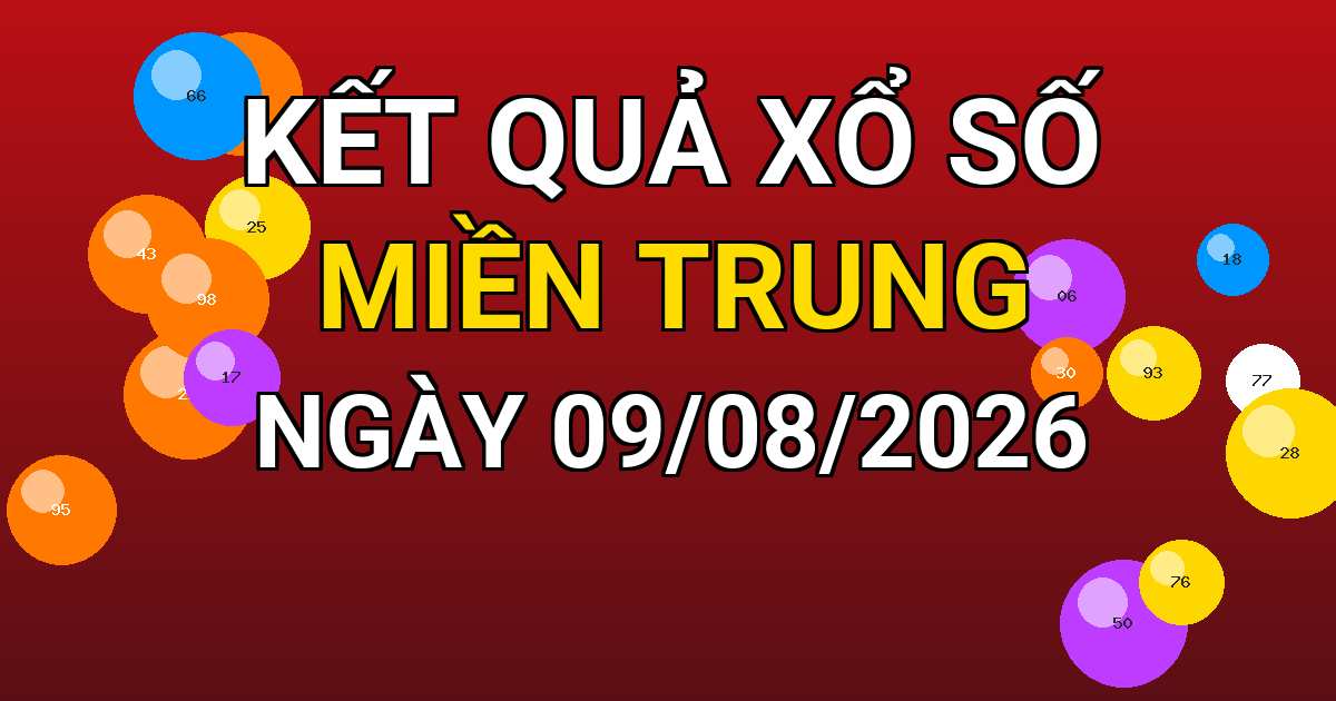 Kết quả xổ số Miền Trung ngày 09/08/2026