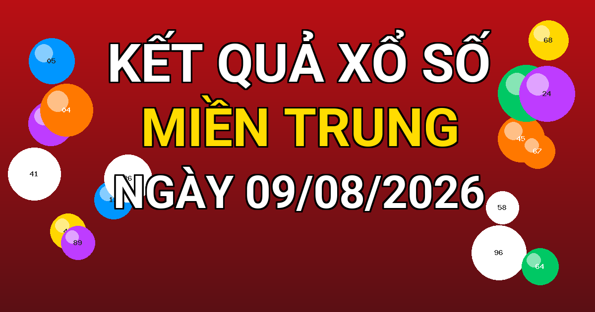 Kết quả xổ số Miền Trung ngày 09/08/2026