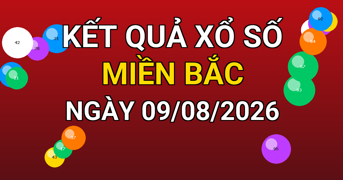 Kết quả xổ số Miền Bắc ngày 09/08/2026