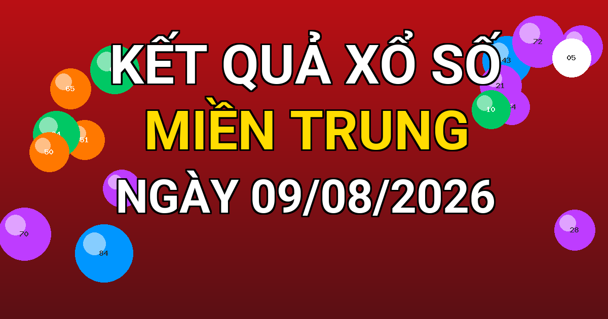 Kết quả xổ số Miền Trung ngày 09/08/2026