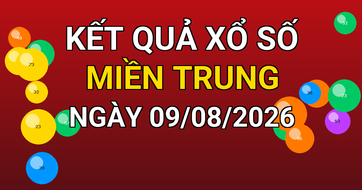 Kết quả xổ số Miền Trung ngày 09/08/2026