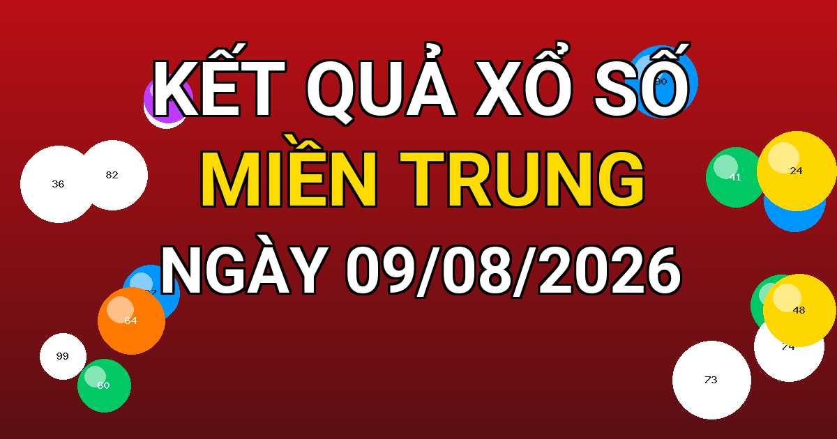 Kết quả xổ số Miền Trung ngày 09/08/2026