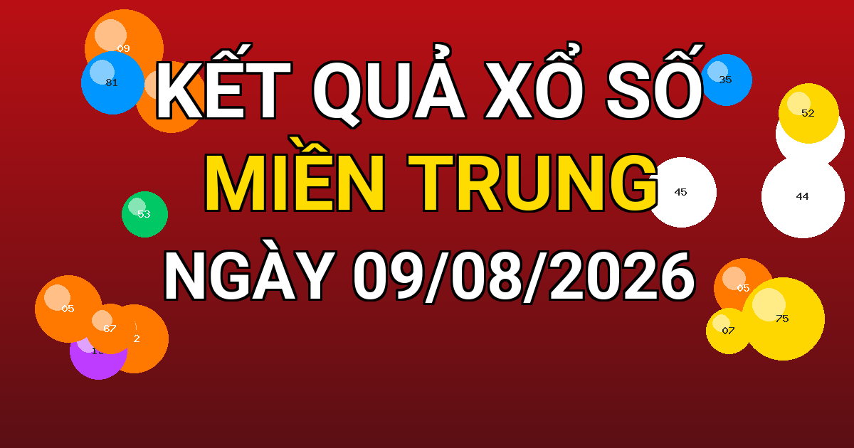 Kết quả xổ số Miền Trung ngày 09/08/2026