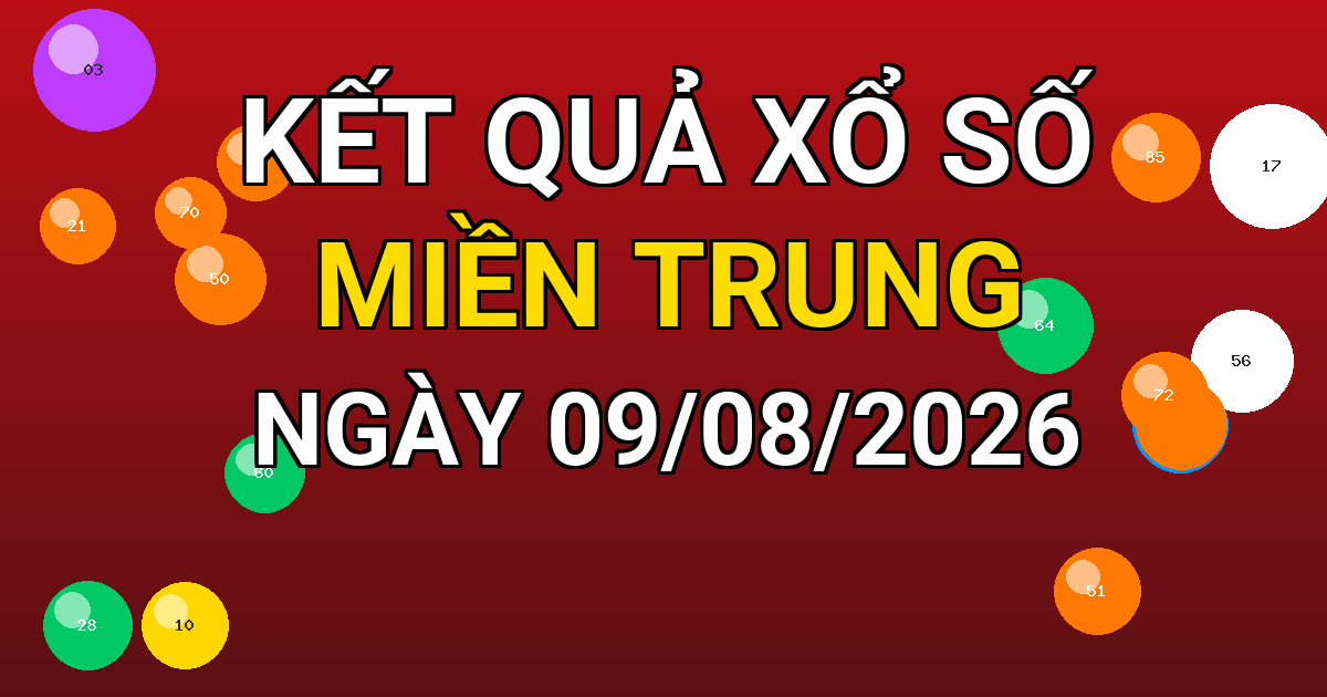 Kết quả xổ số Miền Trung ngày 09/08/2026