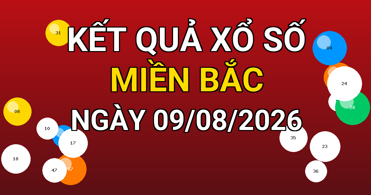 Kết quả xổ số Miền Bắc ngày 09/08/2026