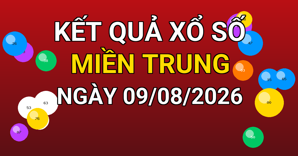 Kết quả xổ số Miền Trung ngày 09/08/2026