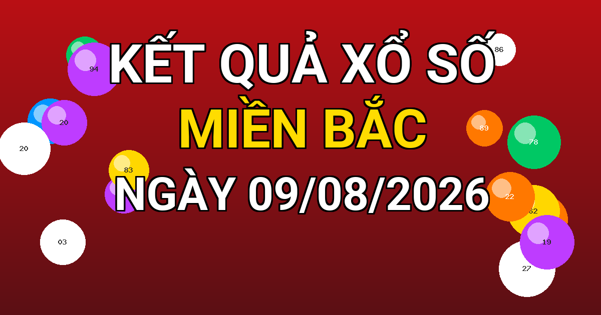 Kết quả xổ số Miền Bắc ngày 09/08/2026