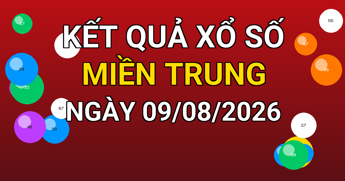 Kết quả xổ số Miền Trung ngày 09/08/2026