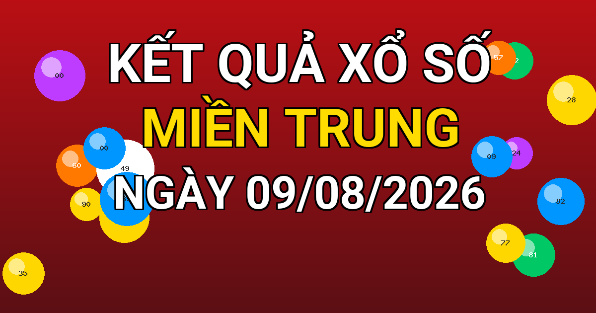 Kết quả xổ số Miền Trung ngày 09/08/2026