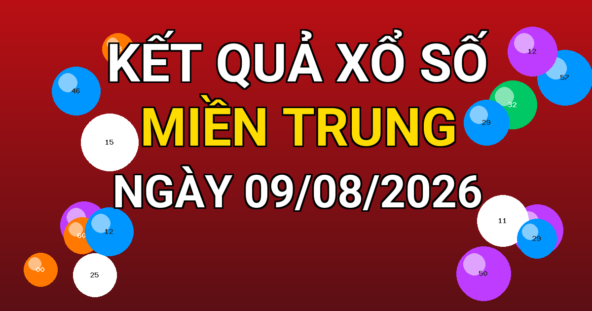 Kết quả xổ số Miền Trung ngày 09/08/2026